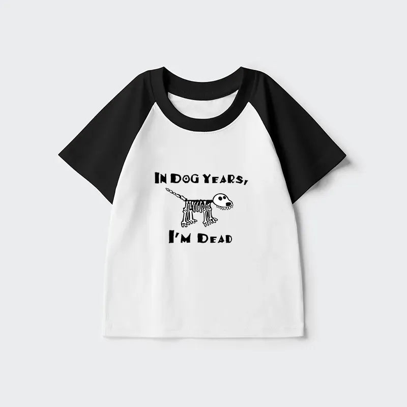 Kyoto-Lion Funny Meme Old Dog Dead In Dog Years Vibe Kids Raglan T-shirt