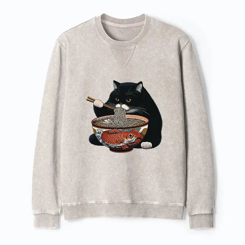 unisex retro cat sweatshirt daily wear