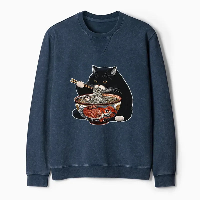 unisex retro cat sweatshirt daily wear
