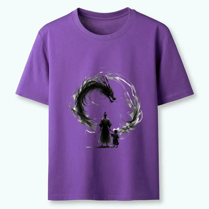 Japanese Samurai Dragon Fatherhood T-Shirt Gift