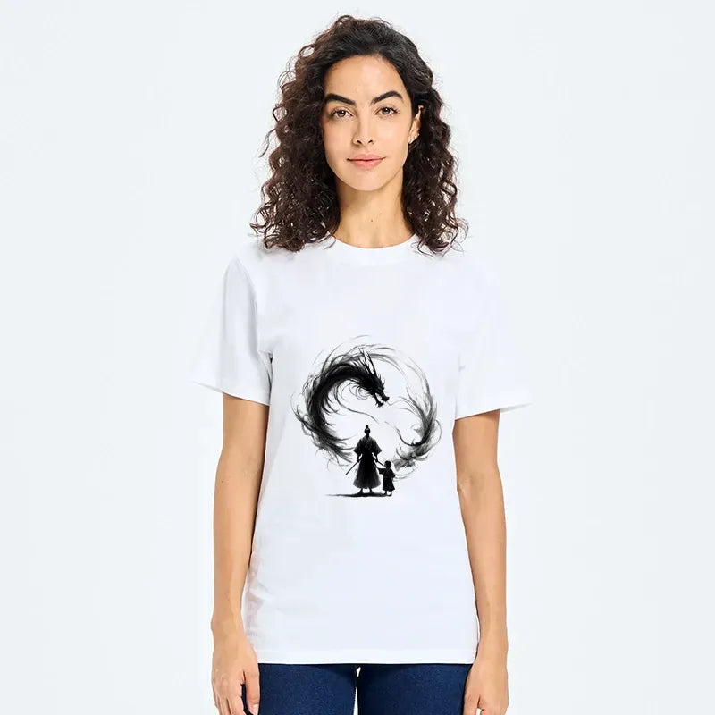 Japanese Samurai Dragon Fatherhood T-Shirt Gift