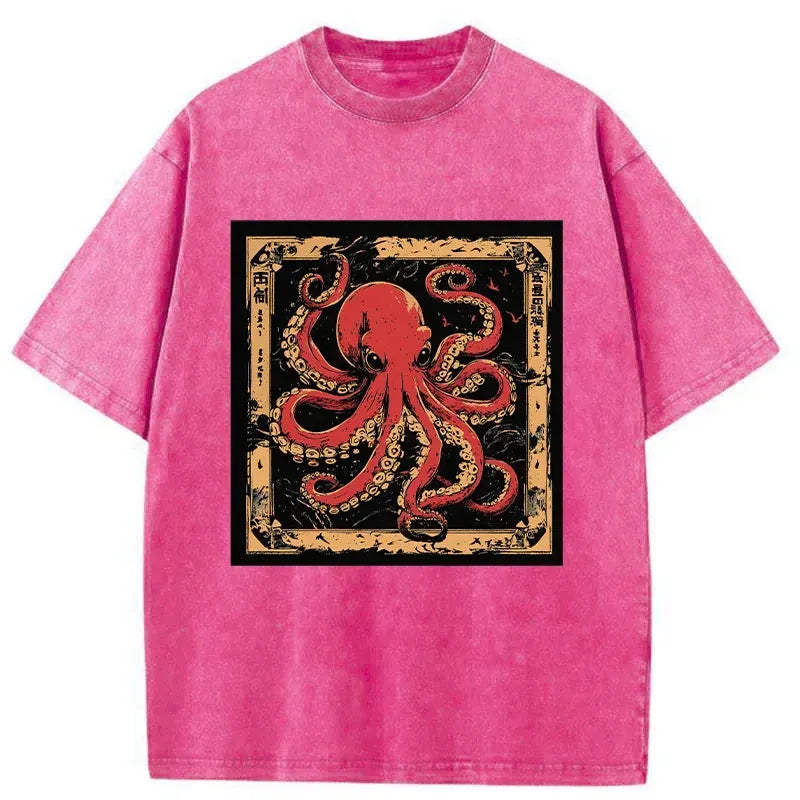 retro octopus washed t-shirt