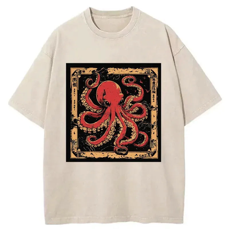 retro octopus washed t-shirt