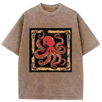 Kyoto-Lion Retro Octopus Washed T-Shirt