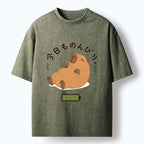 Kyoto-Lion Relax Lazy Capybara Washed T-Shirt