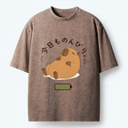 Kyoto-Lion Relax Lazy Capybara Washed T-Shirt