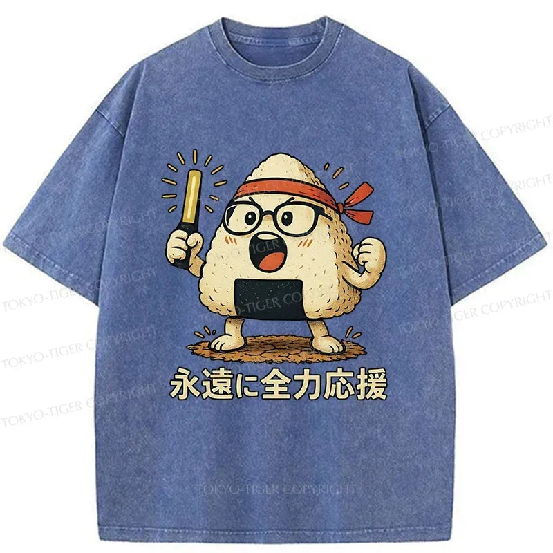 Kyoto-Lion Cheer-packed Onigiri Washed T-Shirt