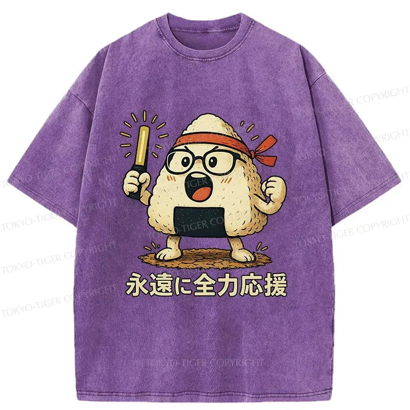 Kyoto-Lion Cheer-packed Onigiri Washed T-Shirt