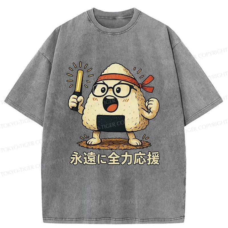 Kyoto-Lion Cheer-packed Onigiri Washed T-Shirt