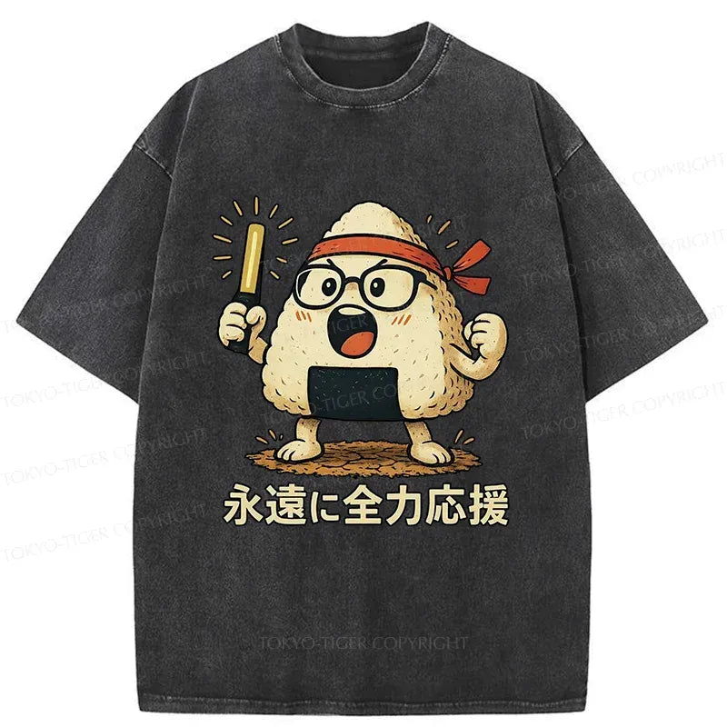 Kyoto-Lion Cheer-packed Onigiri Washed T-Shirt