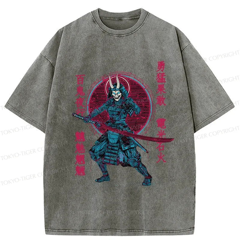 Gift Idea Japanese Oni Samurai Washed T-Shirt