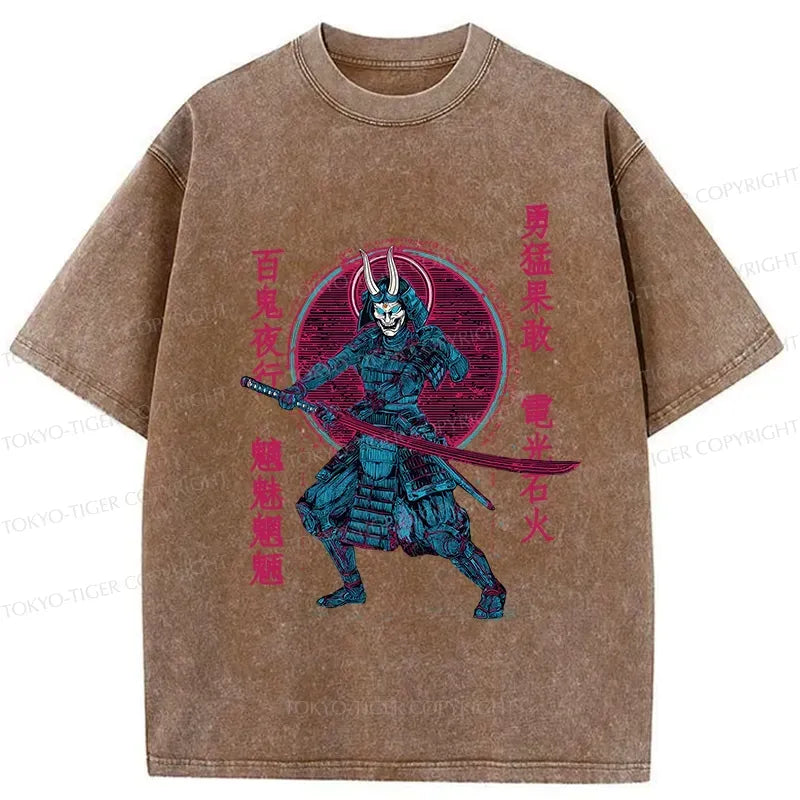 Gift Idea Japanese Oni Samurai Washed T-Shirt