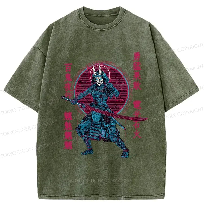 Gift Idea Japanese Oni Samurai Washed T-Shirt