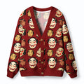 Kyoto-Lion Japanese Mask Ugly Cardigan Sweater