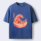 Kyoto-Lion Vintage Peach Wave Washed T-Shirt