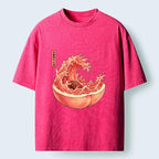 Kyoto-Lion Vintage Peach Wave Washed T-Shirt