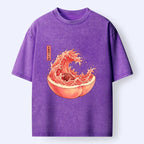 Kyoto-Lion Vintage Peach Wave Washed T-Shirt