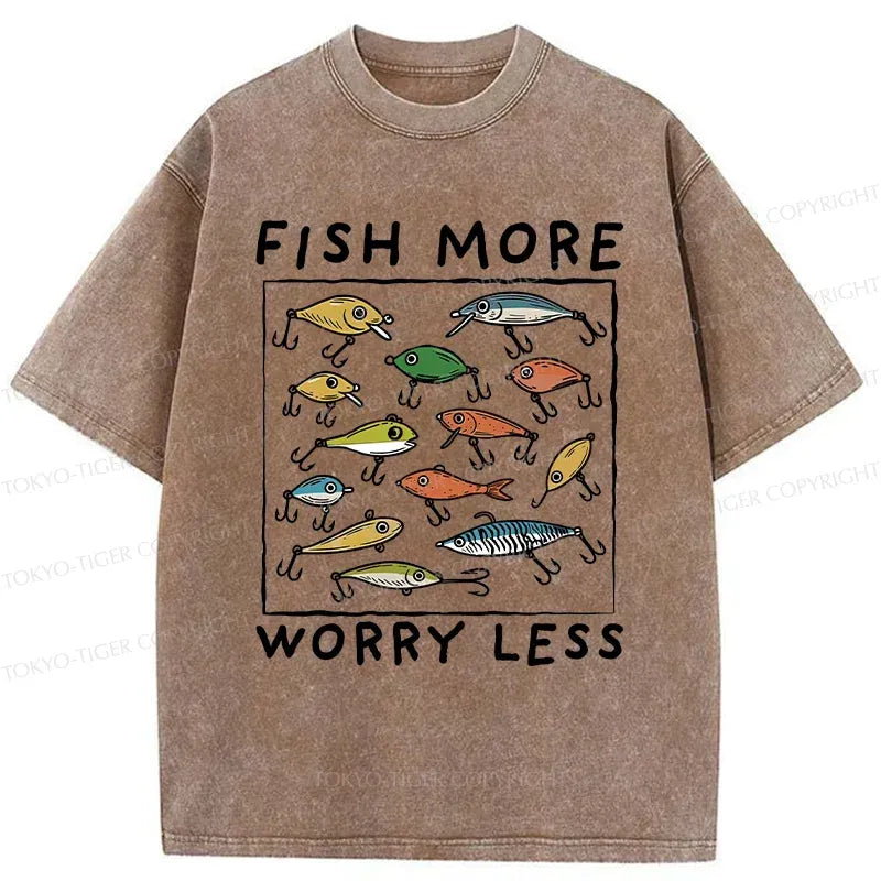 Kyoto-Lion Funny Fish Hook Washed T-Shirt
