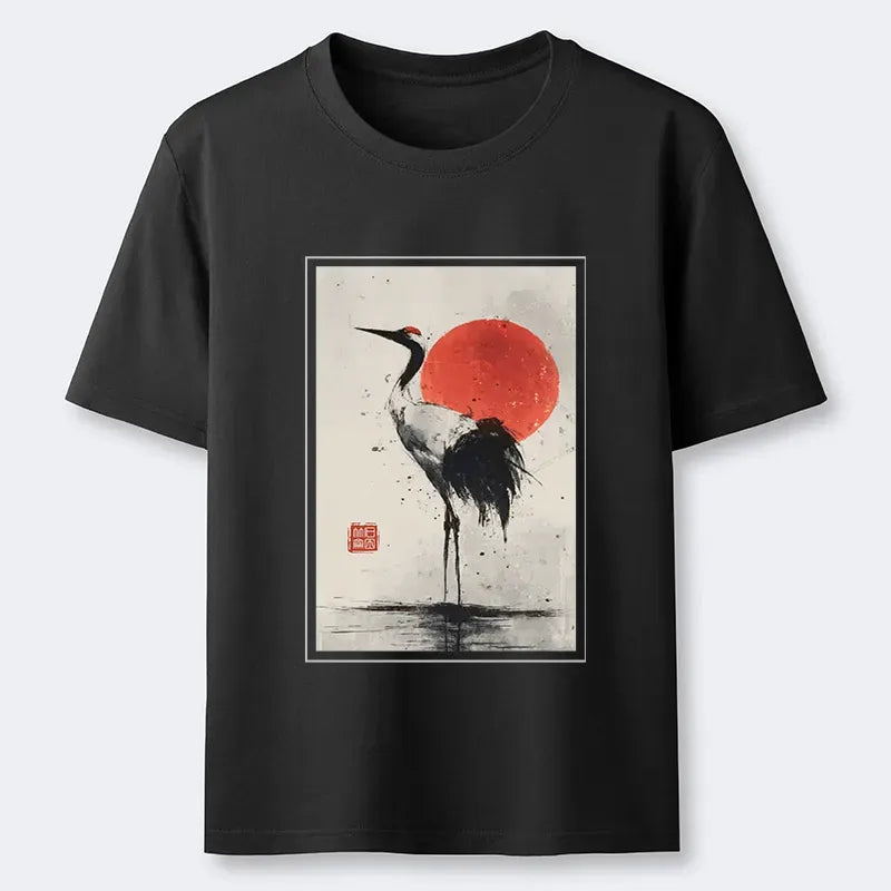 Japanese Red-crowned Crane T-Shirt Free Shipping