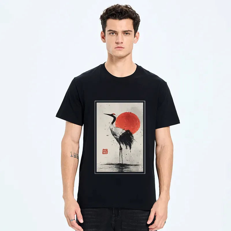 Kyoto-Lion Retro Japanese Red-crowned Crane Classic T-Shirt