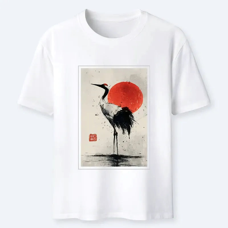 Japanese Red-crowned Crane T-Shirt Free Shipping