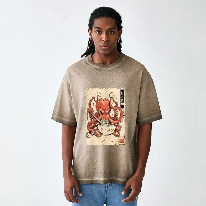 japanese vintage octopus ramen tee