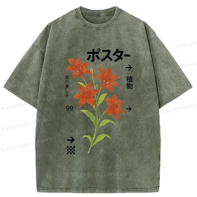 Kyoto-Lion Japanese Lily Washed T-Shirt