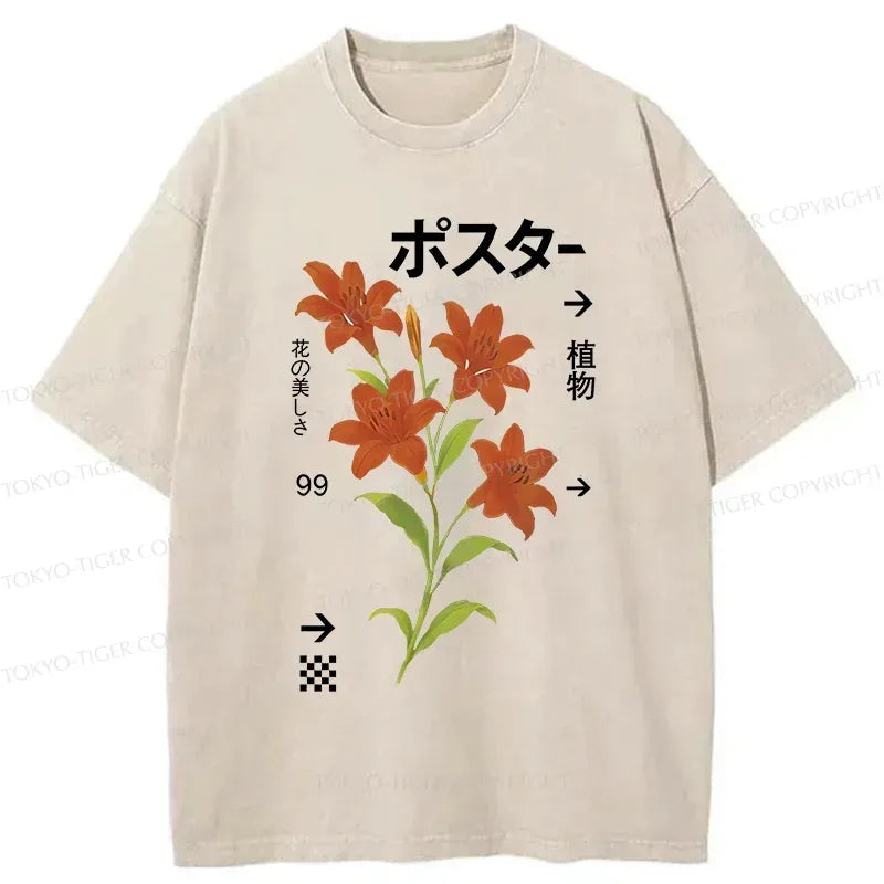 Kyoto-Lion Japanese Lily Washed T-Shirt