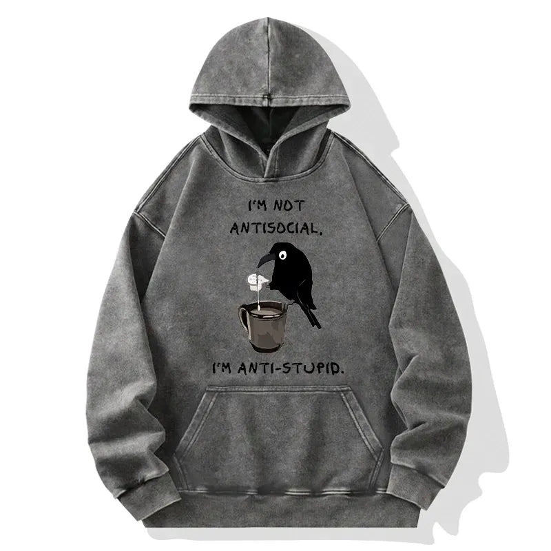 Japanese vintage crow hoodie for daily wear