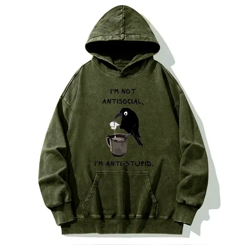Japanese vintage crow hoodie for daily wear
