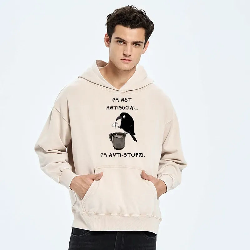 Japanese vintage crow hoodie for daily wear