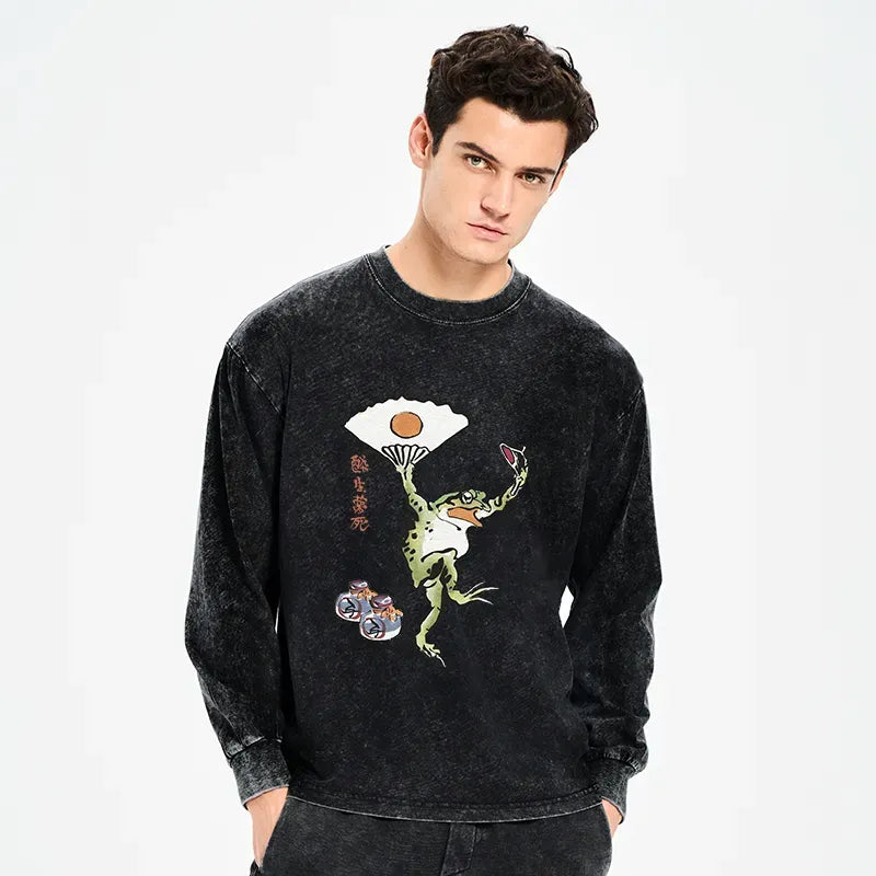 Kyoto Lion Dancing Frog Japanese Sweatshirt