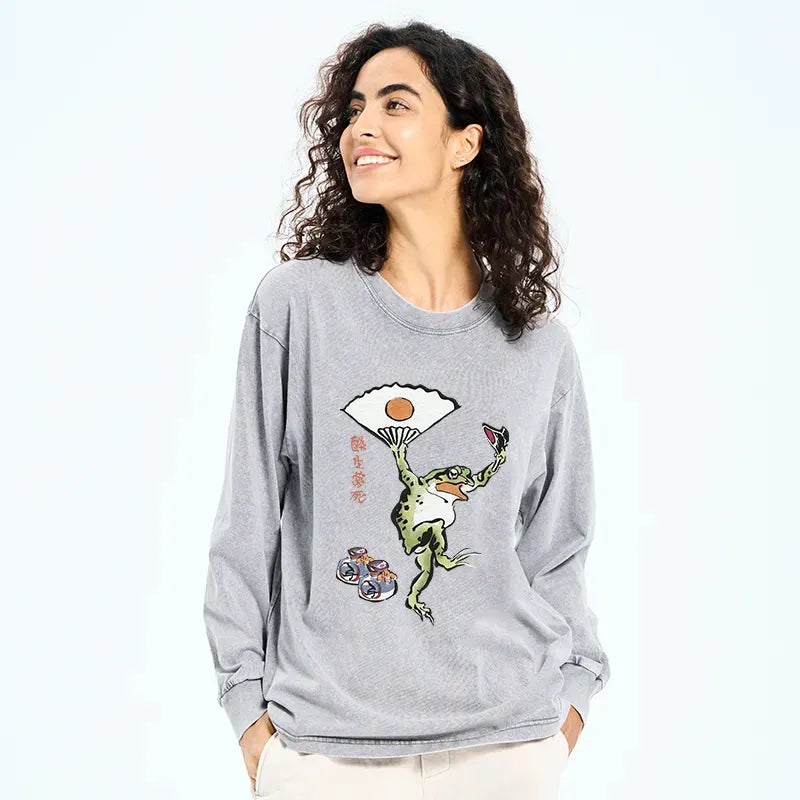Japanese Dancing Frog Sweatshirt for Daily Wear