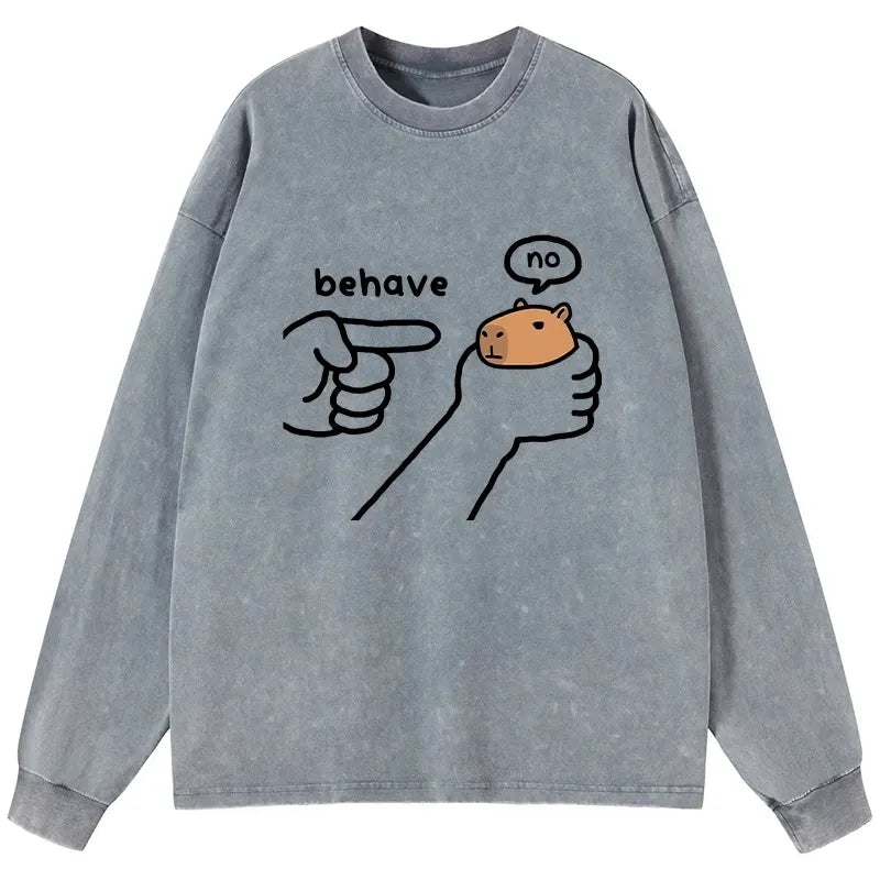 Kyoto-Lion Dishonest Capybara Washed Long Sleeve T-Shirt