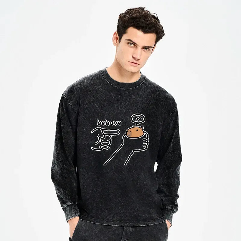 Japanese Capybara Washed Long Sleeve Tee