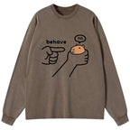 Kyoto-Lion Dishonest Capybara Washed Long Sleeve T-Shirt