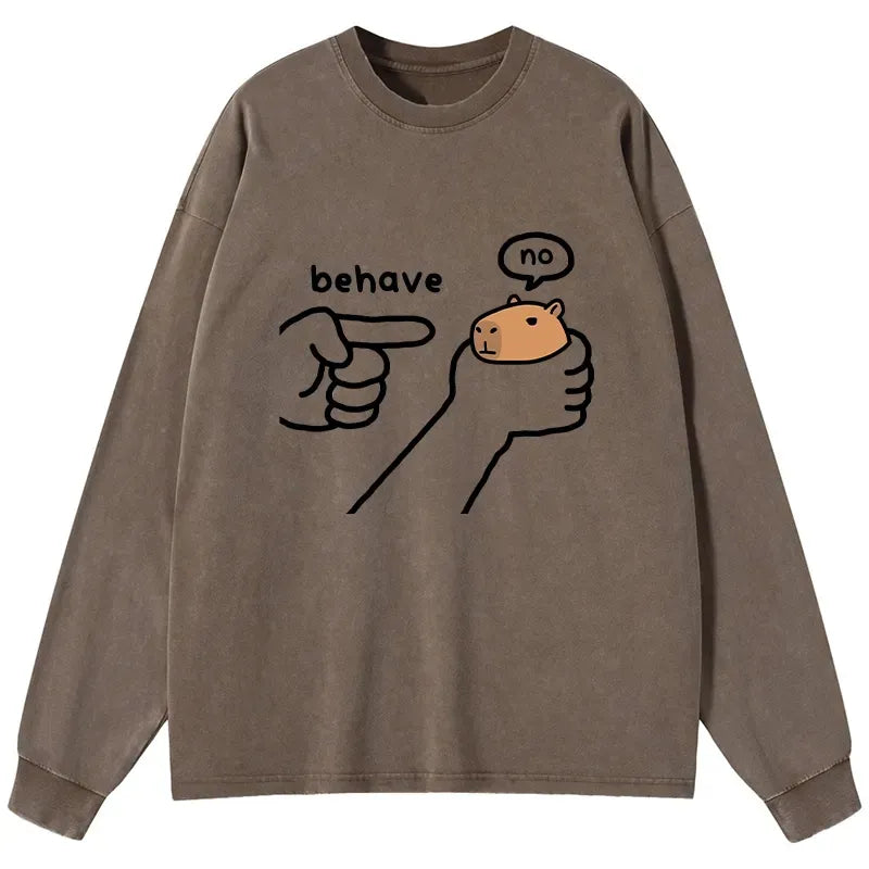 Kyoto-Lion Dishonest Capybara Washed Long Sleeve T-Shirt