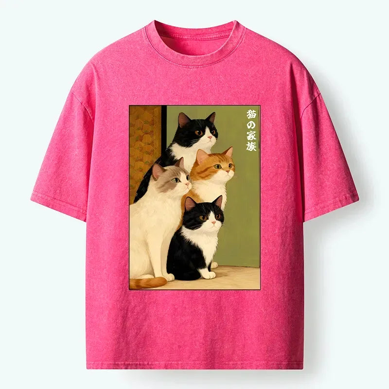 Funny Japanese Cat T-Shirt for Daily Wear