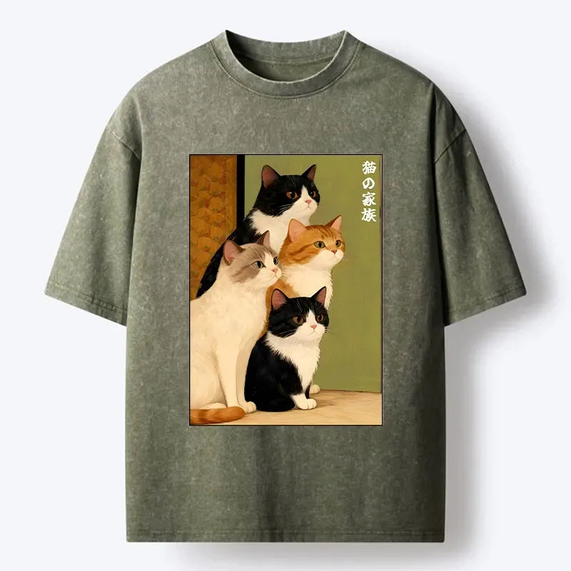 Funny Japanese Cat T-Shirt for Daily Wear