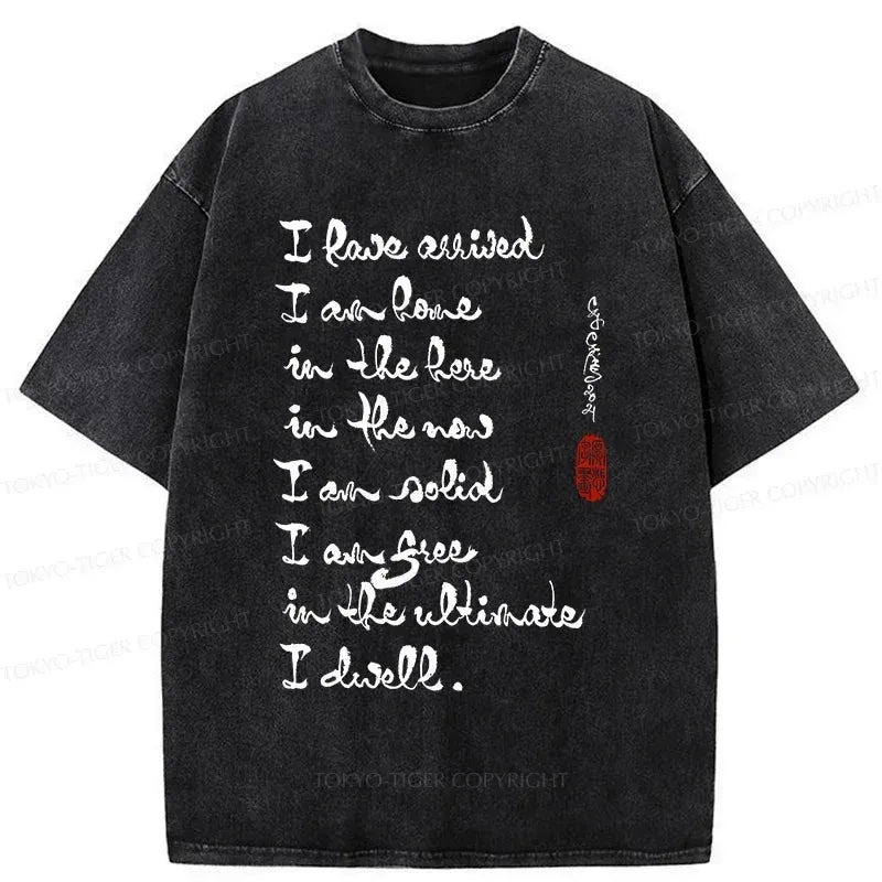Kyoto-Lion Zen Sayings Washed T-Shirt