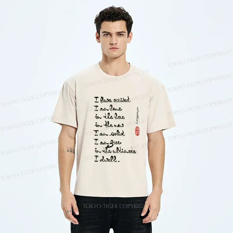 japanese zen washed t-shirt for daily wear