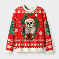 Kyoto-Lion Skeleton Santa Claus Fuzzy Christmas Ugly Sweatshirt