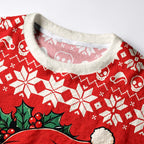 Kyoto-Lion Skeleton Santa Claus Fuzzy Christmas Ugly Sweatshirt
