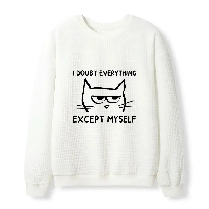Kyoto-Lion Confident Kitten Waffle Sweatshirt