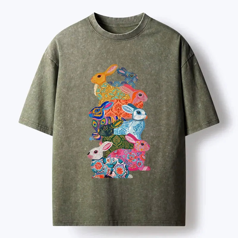 Japanese Easter Bunny Washed T-Shirt