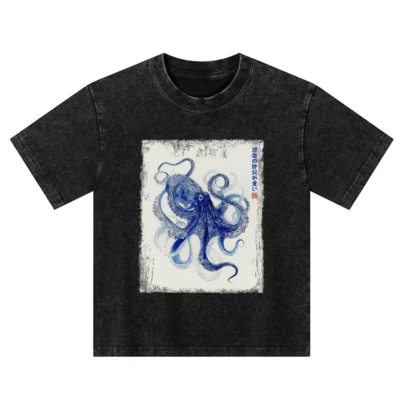 Kyoto-Lion In The Deep: The Octopus¡¯s Journey Kids Washed T-Shirt