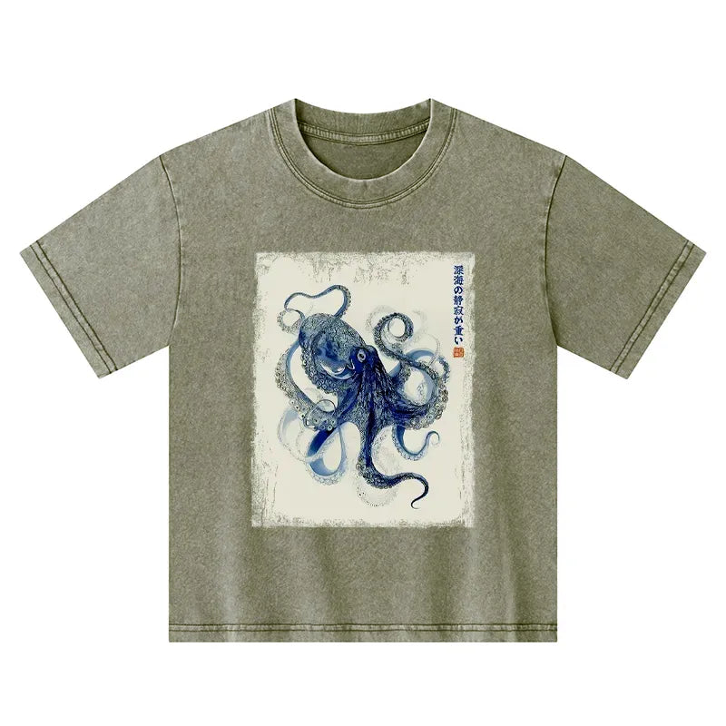 Japanese Octopus Kids T-Shirt Summer