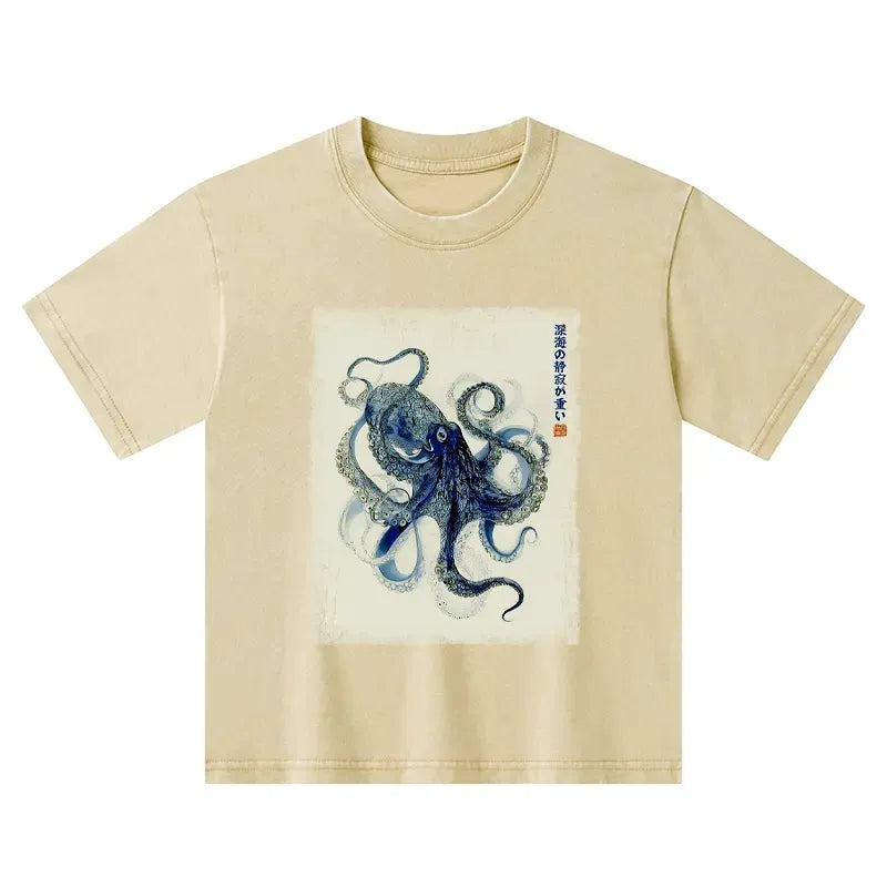 Kyoto-Lion In The Deep: The Octopus¡¯s Journey Kids Washed T-Shirt