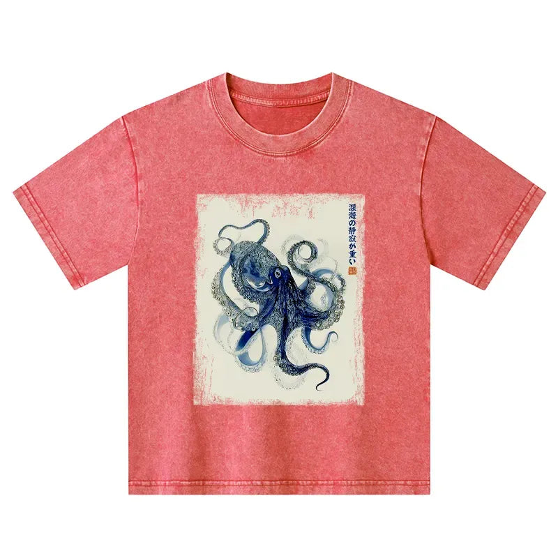 Japanese Octopus Kids T-Shirt Summer