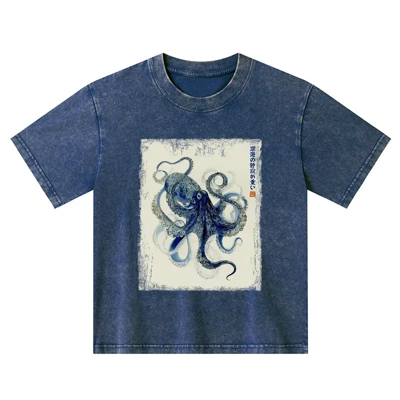 Ukiyo-e Washed T-Shirt for Kids Gift Idea